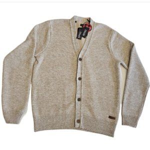 Men’s Beige Knit Cardigan Sweater — Brand New with Tags